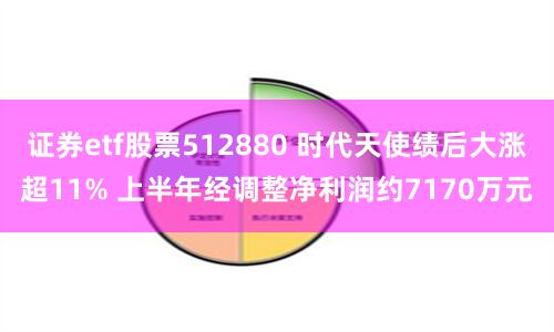 证券etf股票512880 时代天使绩后大涨超11% 上半年经调整净利润约7170万元