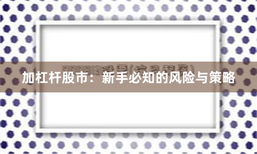 加杠杆股市:新手必知的风险与策略